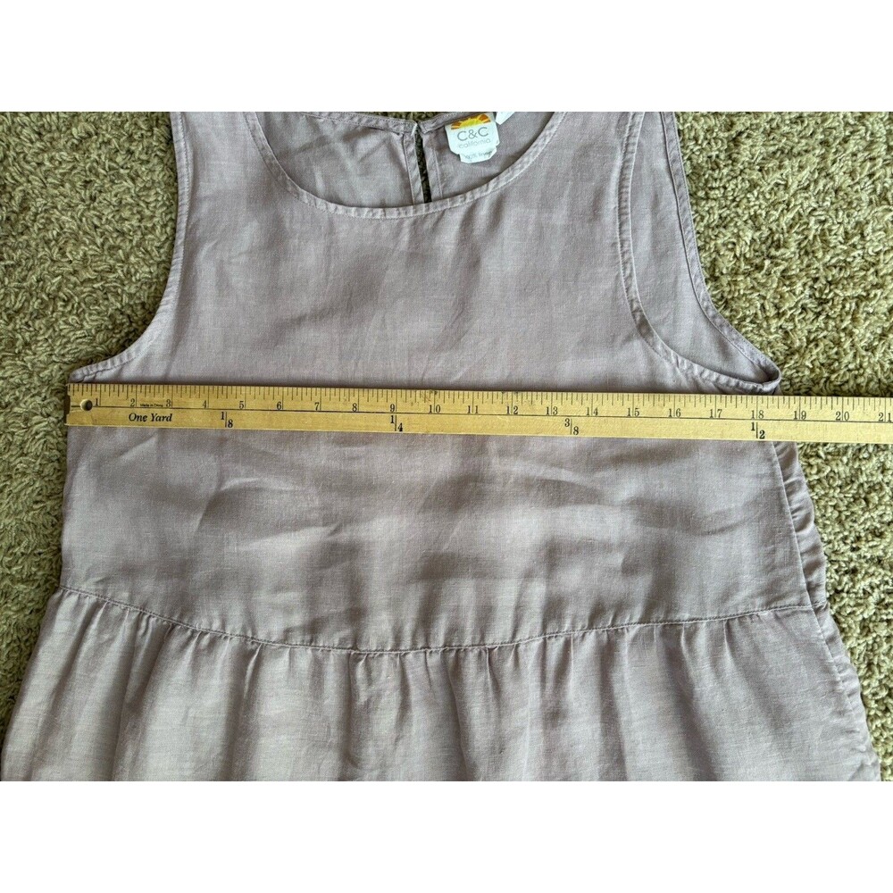 C & C California 100% Linen Sleeveless Dress Tiered Pink Size M Boho Resort - Picture 11 of 12